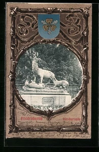 Ansichtskarte Friedrichsruh, Hirschgruppe, Wappen 1902  - Picture 1 of 2