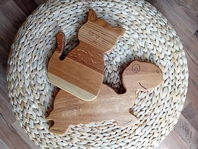 Frühstücksbrettchen Kinder Teller Tiere Set Schneidebrett  - Bild 1 von 4