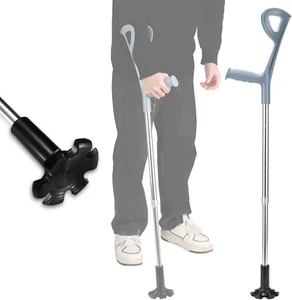 Folding Single Forearm Crutch for Adults, Lightweight Aluminum with Ergonomic Ha - Picture 1 of 6