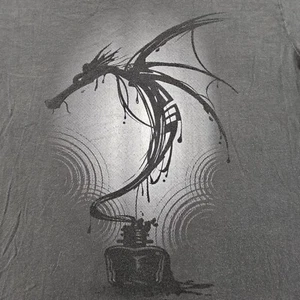 Ink Dragon Gray Short Sleeve Cotton T-Shirt Men's XL - Picture 1 of 9