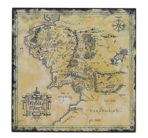 The Lord Of The Rings Hobbit Middle Earth Map Sign Shelf Sitter Wall Art 5"x5" - Picture 1 of 4