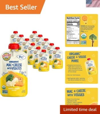 Bolsas de comida orgânica resealable convenientes para bebês, 4 oz Mac & Cheese, 12 unidades - Imagem 1 de 4
