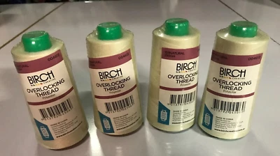 PACK OF 4 SPOOLS - BIRCH POLYESTER OVERLOCKER THREAD 2500MT : NATURAL - - Image 1 of 2
