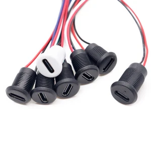 Conector de alimentación USB montaje en panel enchufe impermeable tipo C 2A cable de soldadura 15 cm - Imagen 1 de 21