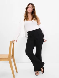 Pantalones acampanados GAP tiro alto ponte dobladillo dividido negro plisado pintuck 18 ALTOS NUEVOS RT$90 - Imagen 1 de 6