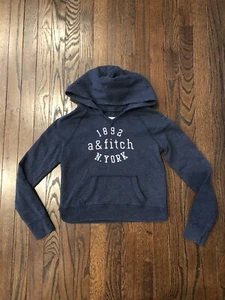 abercrombie kids Girls M Blue Pullover Hooded Sweatshirt w/Metallic Embroidery - Picture 1 of 10