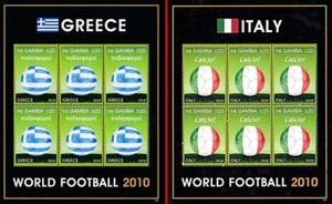👉 GAMBIA 2010 WORLD FOOTBALL CUP  x2 M/S MNH SOCCER, SPORTS, GREECE & ITALY - Picture 1 of 2
