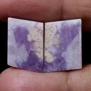Natural Purple Lepidolite Match Pair Cabochon Gemstone 20.80 Ct 16X20mm EE-27527 - Picture 1 of 7