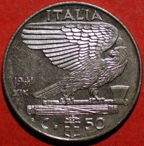1941 XIX Italy 50 Centesimi Vittorio Emanuele III KM# 76b - Bild 1 von 2