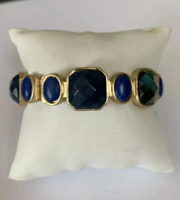 $75 Pulsera Carolee Tono Oro Piedra Lapislázuli Semi Preciosa 8" P605-2 Foto 1 de 4