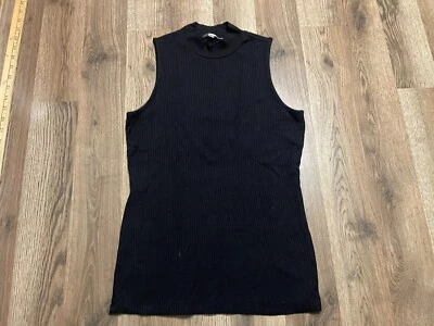 Camisa Cyrus, para mujer talla pequeña, negra, sin mangas, cuello alto Foto 1 de 4