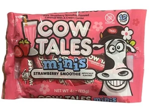 Cow Tales Minis Strawberry Smoothie Chewy Candy 4 Oz Bag Individually Wrapped - Picture 1 of 2