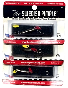 JUEGO DE 3 cucharas de níquel con gancho de cebo The Swedish Pimple 1/10 oz - Imagen 1 de 16