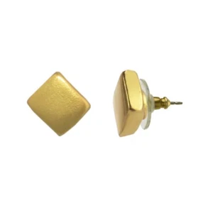 ACROSS THE PUDDLE 24k GP Pre-Columbian Extra Small Plain Cube Stud Earrings - Picture 1 of 3