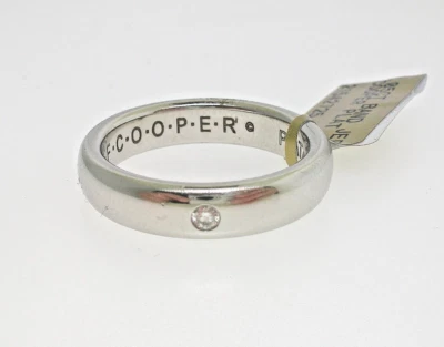 Banda Jeff Cooper Platino 0.05 CT DIAMANTE para hombre talla 9.5 venta al por menor $4,700 Foto 1 de 4