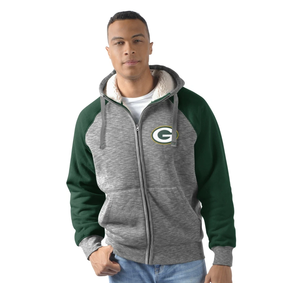 Green Bay Packers  Heathered Gray/Green Turning Point Hooded Jacket by G-III - Imagem 1 de 1