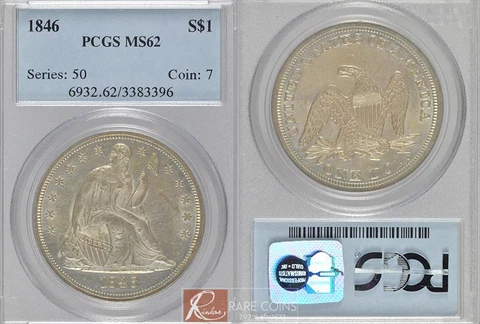 1846 $1 PCGS MS 62 - PQ+! Cover