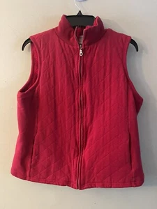 coldwater creek red winter vest with furry inside womens size large 14-16 - Picture 1 of 4