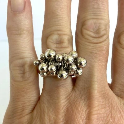 Anillo colgante firmado Silpada plata esterlina maciza 925 cha cha bola cuentas talla 7 Foto 1 de 4