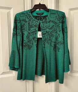 Ming Wang 3/4 Sleeve Hook Eye Jacket, Size-M - Picture 1 of 4