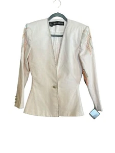 Women's Della Roufogali Pale Pink Blazer With Sequin & Beaded Embellishments. Si - Picture 1 of 12