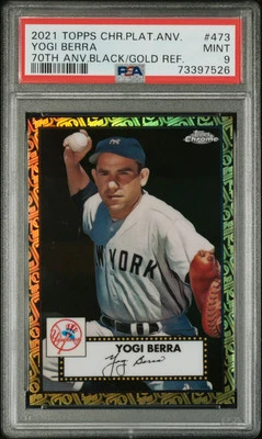 2021 Topps Platinum Anniversary Yogi Berra Black/Gold 08/10 Jersey # PSA 9 🔥 - Image 1 of 2