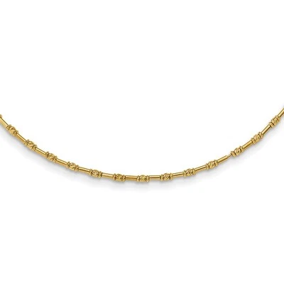 Collar de cadena con cuentas de lujo pulido y corte de diamante de oro amarillo de 14k 17" 6,17 gm Foto 1 de 2