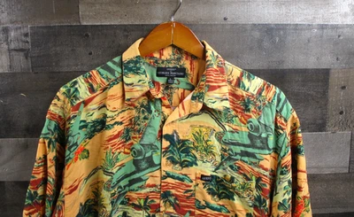 Vintage Guess Georges Marciano Shirt Mens Large Hawaiian Airplane Rayon 90s - Image 1 of 4