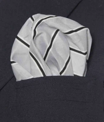 Lindenmann Germany Pocket Square Cotton Gray Black White Men's Extra Large - Image 1 of 3