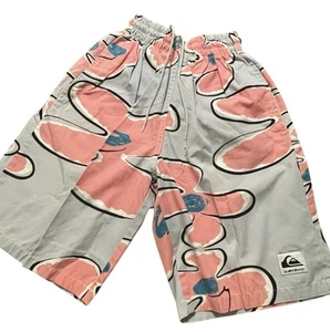 Pantalones Cortos Quiksilver Para Hombre Medianos Gris Rosa Floral De Colección Años 90 Algodón Tabla de Surf EE. UU. - Imagen 1 de 10