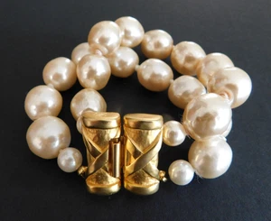 Vintage. 1980er SIGNIERTES KARL LAGERFELD BAROCK PERLE & BAMBUS VERSCHLUSS ARMBAND FRANKREICH - Bild 1 von 13