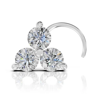 Best Deal D/VVS 0.10 Ct Three Round Cut Lab Grown Diamond Nose Pin In White Gold - Picture 1 of 15