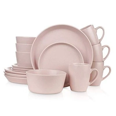  Juego de vajilla de gres servicio para 4 rosa Foto 1 de 4