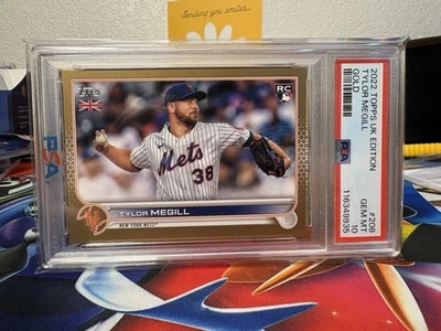 2022 Topps UK Edition — Tylor Megill — PSA 10 -Rookie — Gold Parallel /25 — Mets - Image 1 of 3