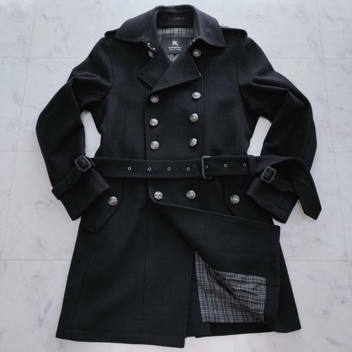 Trench coat doppiopetto BURBERRY BLACK LABEL nero M – iconico bottone argento