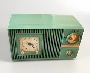 Vintage Philco Model D728-124 Aquamarine Clock AM Vacuum Tube Radio - Picture 1 of 20