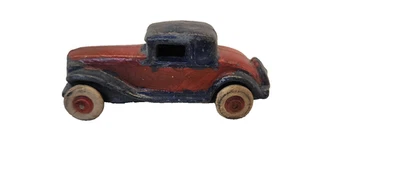 1930's Barclay  Slush Cast Iron  Coup  Red/blue - Image 1 of 4