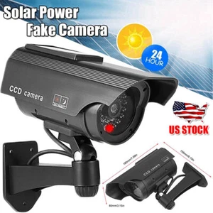 Solar Powered Dummy Home Surveillance Security Camera CCTV w/LED Recording Light - Picture 1 of 12