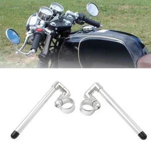 50MM Cafe Racer Bars 7/8 Motor Universal Clip-On Handlebar Fork Tube Silver - Picture 1 of 11