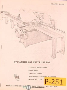 Peerless 1214, Band Saw, Operations and Parts Manual - Picture 1 of 1