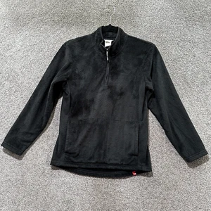 The North Face 1/4 Zip Fleece Sweater Girls L Black Cozy Soft Low Pile Fleece - Picture 1 of 13
