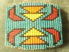 Native American Style Vtg Beaded Leather Belt Buckle