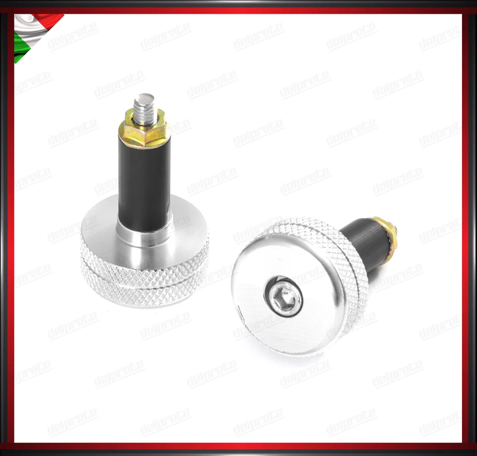 COPPIA CONTRAPPESI MANUBRIO 13MM ARGENTO MOTO SCOOTER STABILIZZATORI UNIVERSALI - Immagine 1 di 1