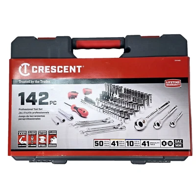 Crescent 1/4In 3/8In & 1/2In Drive Mechanics Tool Set 142Pc, New Unopened Sealed - Image 1 of 4