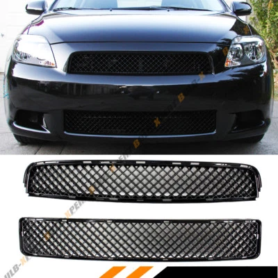 FOR 2005-10 SCION TC PAINTED BLK BADGELESS FRONT UPPER + LOWER ABS MESH GRILL - Image 1 of 4