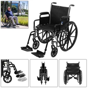 Faltbarer manueller Rollstuhl 20" Sitz verstellbare Fußstütze 300 Pfund Kapazität 8"x24" - Bild 1 von 6