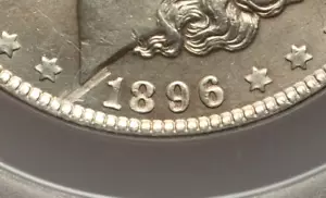 1896 P Morgan Silver Dollar Struck Thru Debris Error ANACS MS64 Free Shipping - Picture 1 of 6