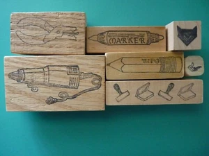 Gummistempel Werkzeuge Set (7) Gummistempel Heißluftpistole Marker Locher Bleistift - Bild 1 von 2