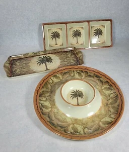 3er Set Melamin Melamingeschirr Platten Dips Tropical Paradise Palmen  - Bild 1 von 12