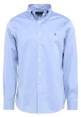 *NUEVO CON ETIQUETAS- POLO RALPH LAUREN Para Hombres Clásico Oxford Camisa Abotonada Manga Larga-AZUL Foto 1 de 4